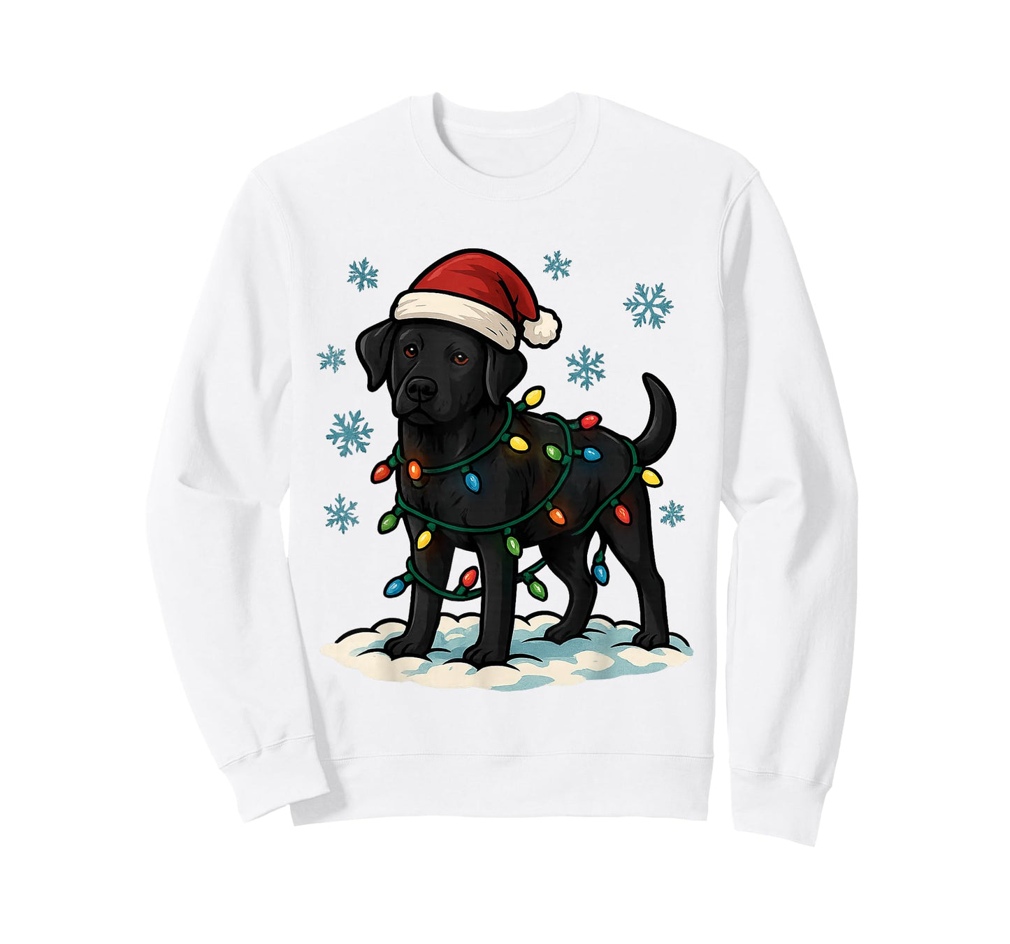 Christmas Lights Wrapped On Cute Black Lab Dog Lover T-Shirt