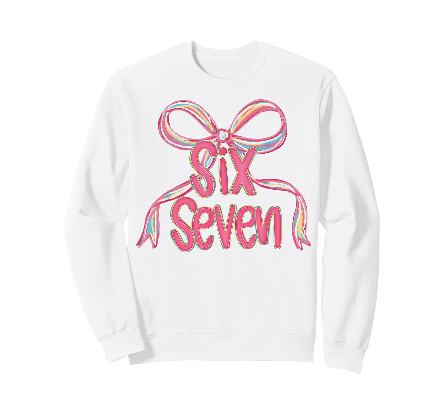 67 Six Seven Coquette Pink Bow Funny 6 7 Meme Girls Kids T-Shirt