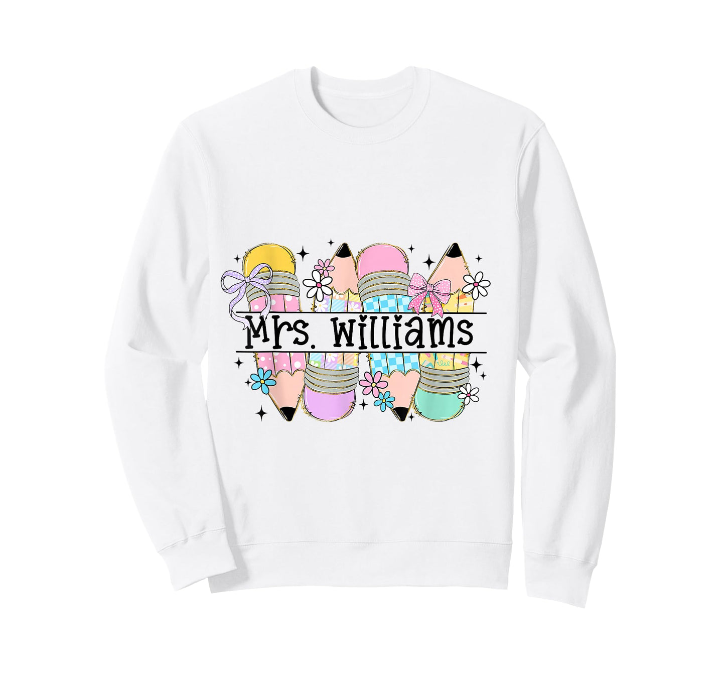 Mrs. Williams Cute Preppy Pencil Coquette Teacher Design T-Shirt