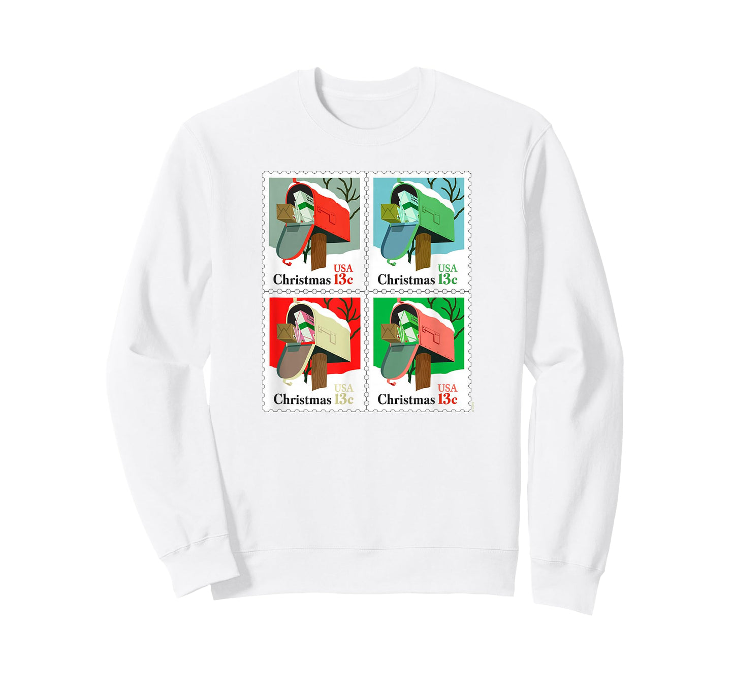 USPS Christmas Stamps Winter Mailbox Pop Art Post Office T-Shirt