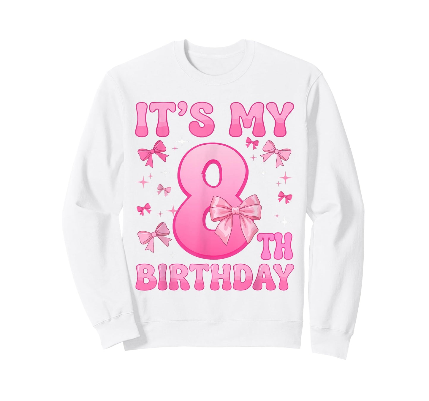 8th Birthday Shirts for Girls Coquette Bow Eight 8 Year Old T-Shirt