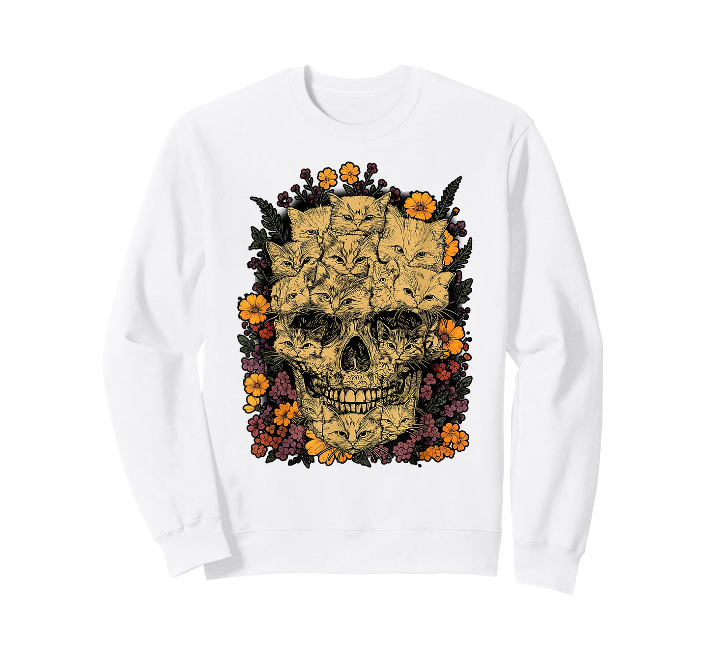A Skull But It's Cats Kitty Skeleton Halloween Cat Skull T-Shirt