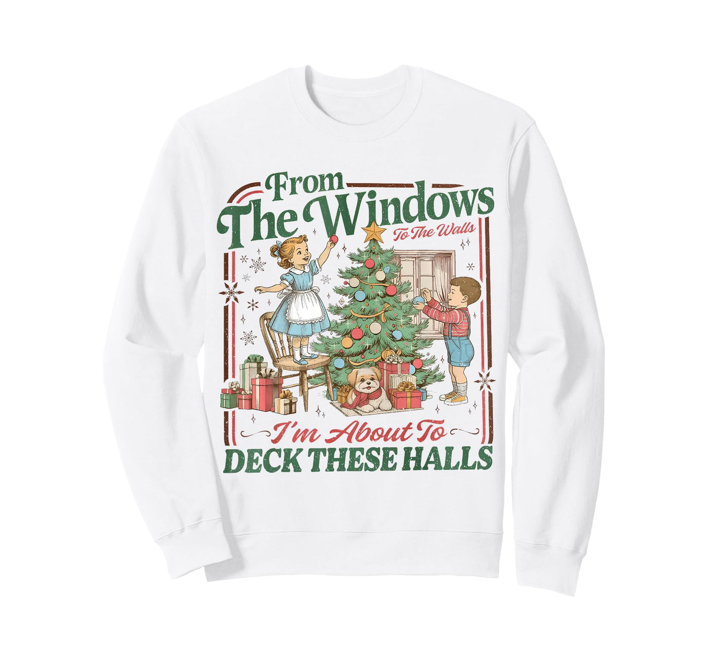 Retro Christmas Holiday from The Windows Funny to The Walls T-Shirt