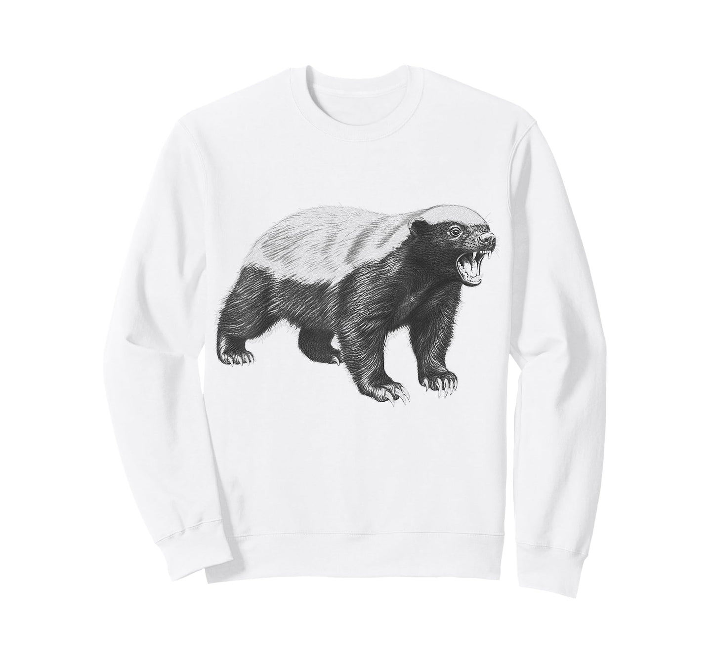Vintage Honey Badger Drawing Realistic Wildlife Animal Art T-Shirt
