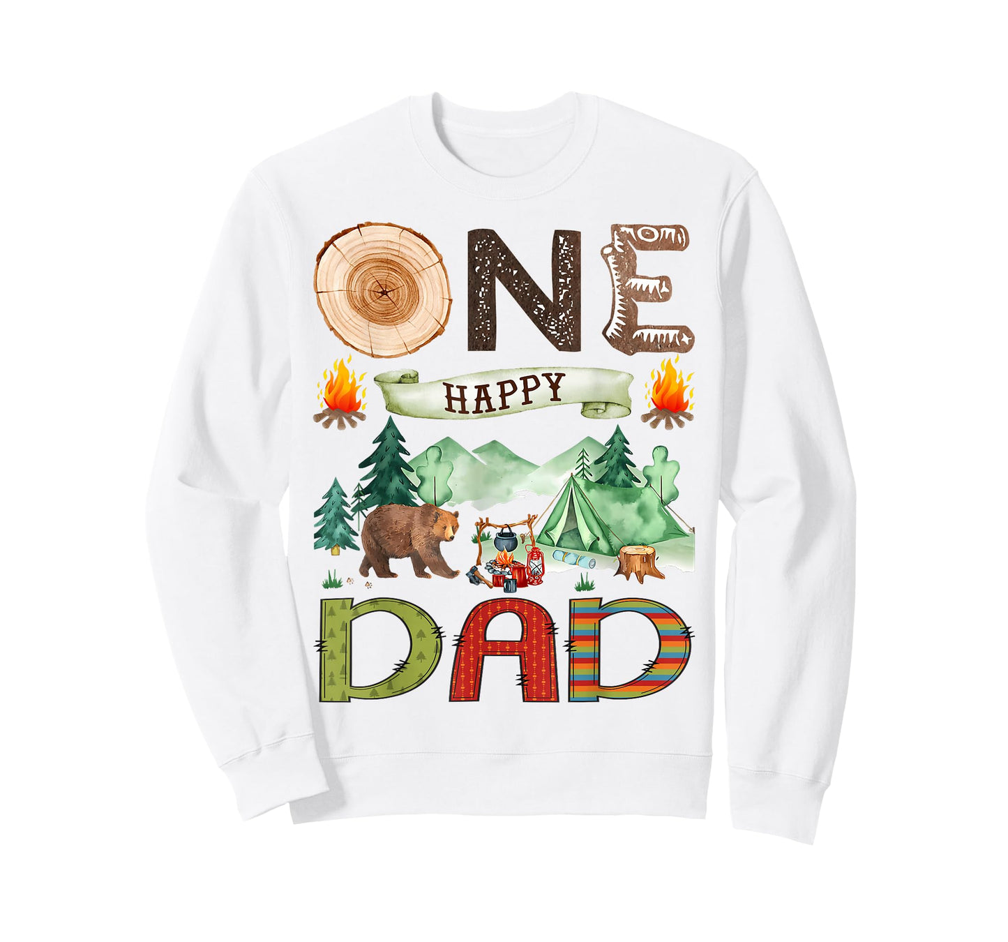 One Happy Dad Camper 1st Birthday Boy Camping Bear T-Shirt
