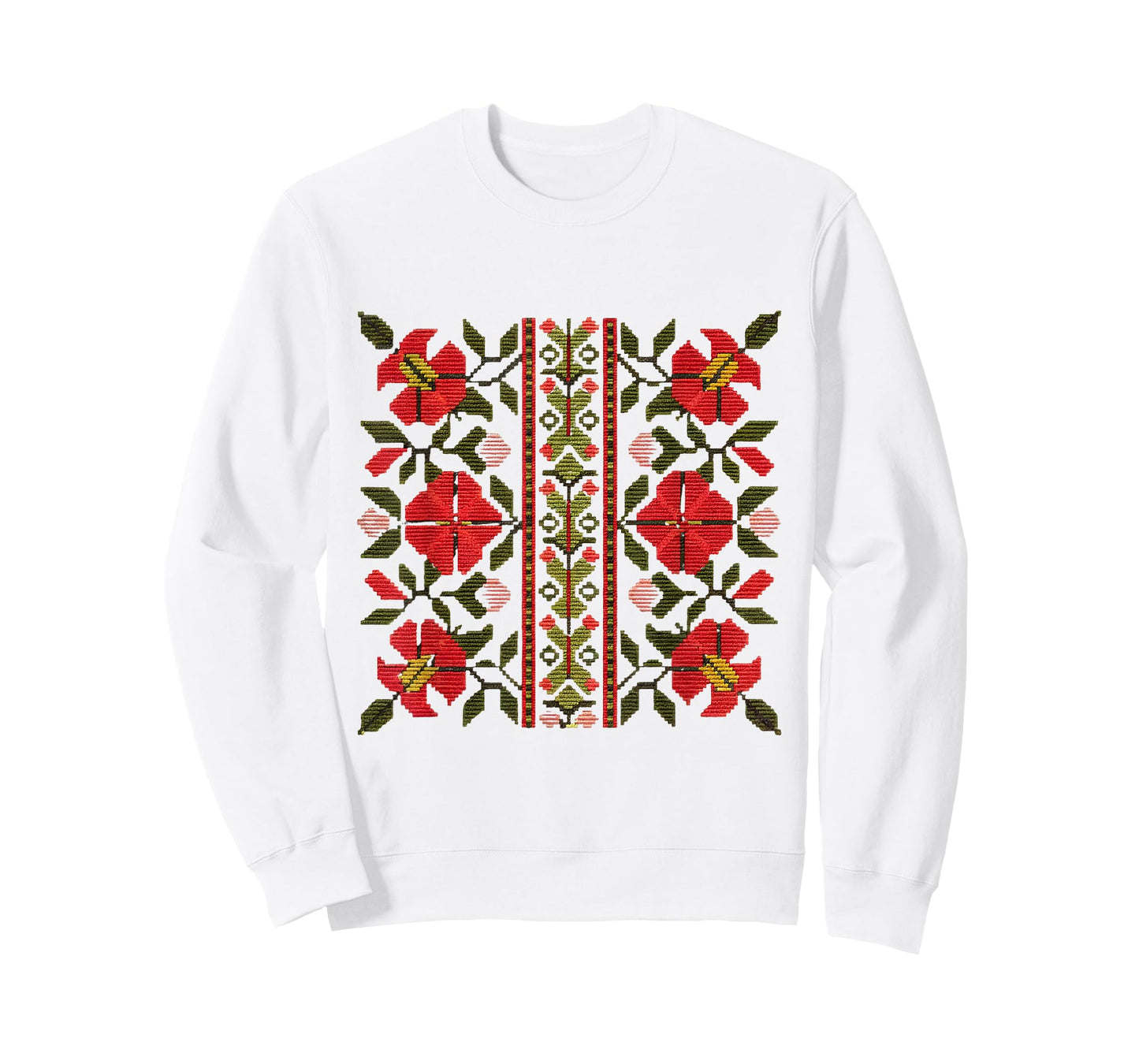 Traditional Bulgarian Shevitsa Floral Pattern T-Shirt