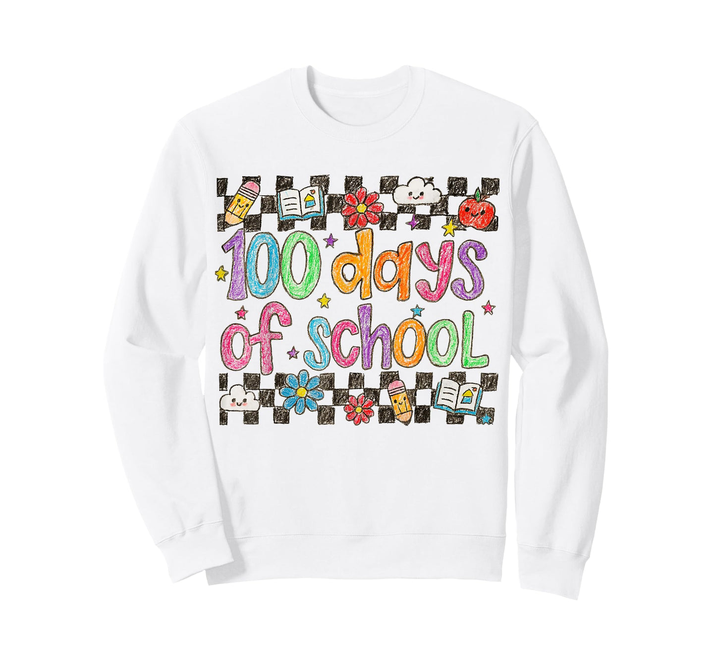 100 Days of School Crayon Handwriting Style Teacher T-Shirt