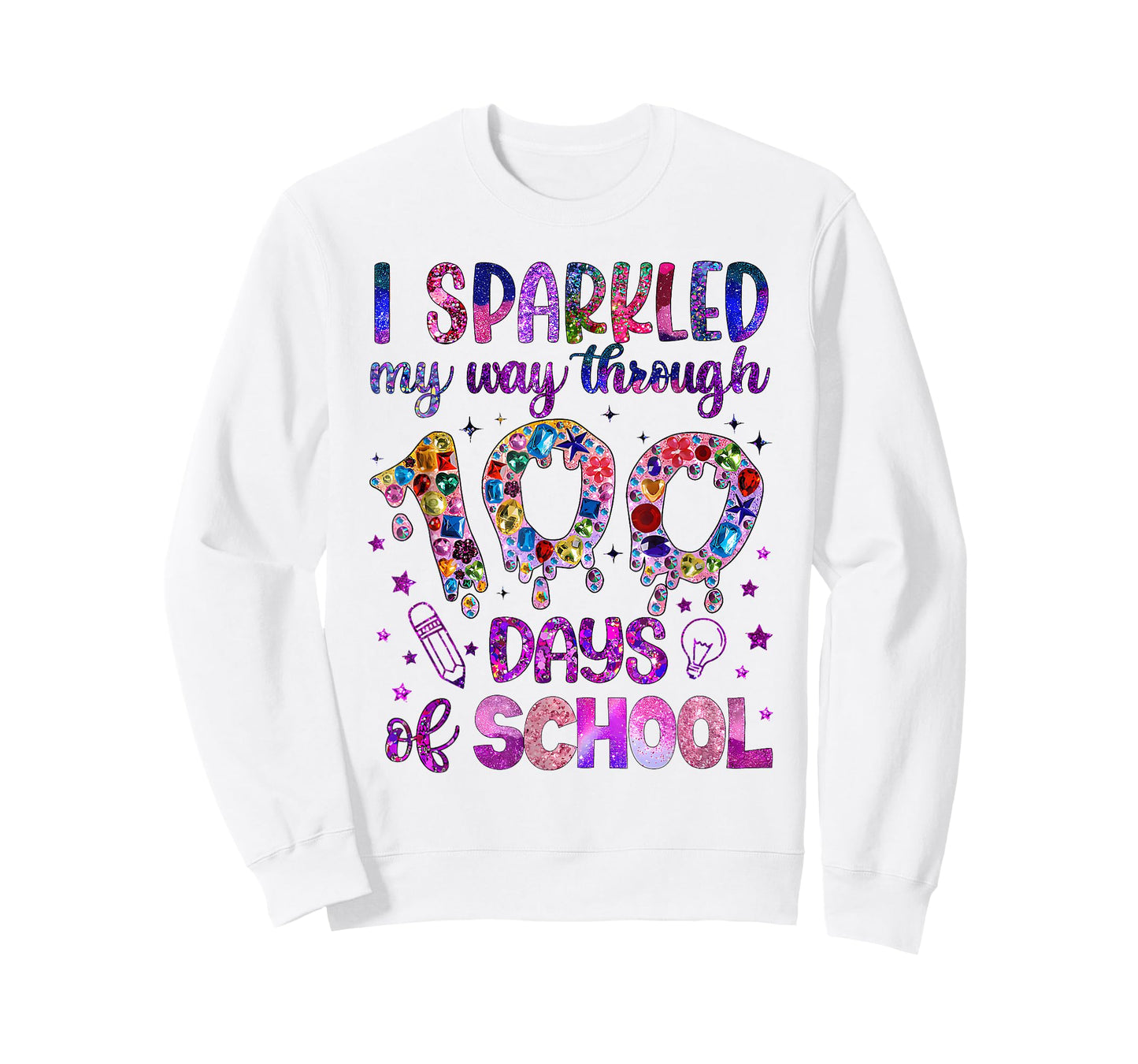 I Sparkled My Way Through 100 Days of School Funny Print T-Shirt