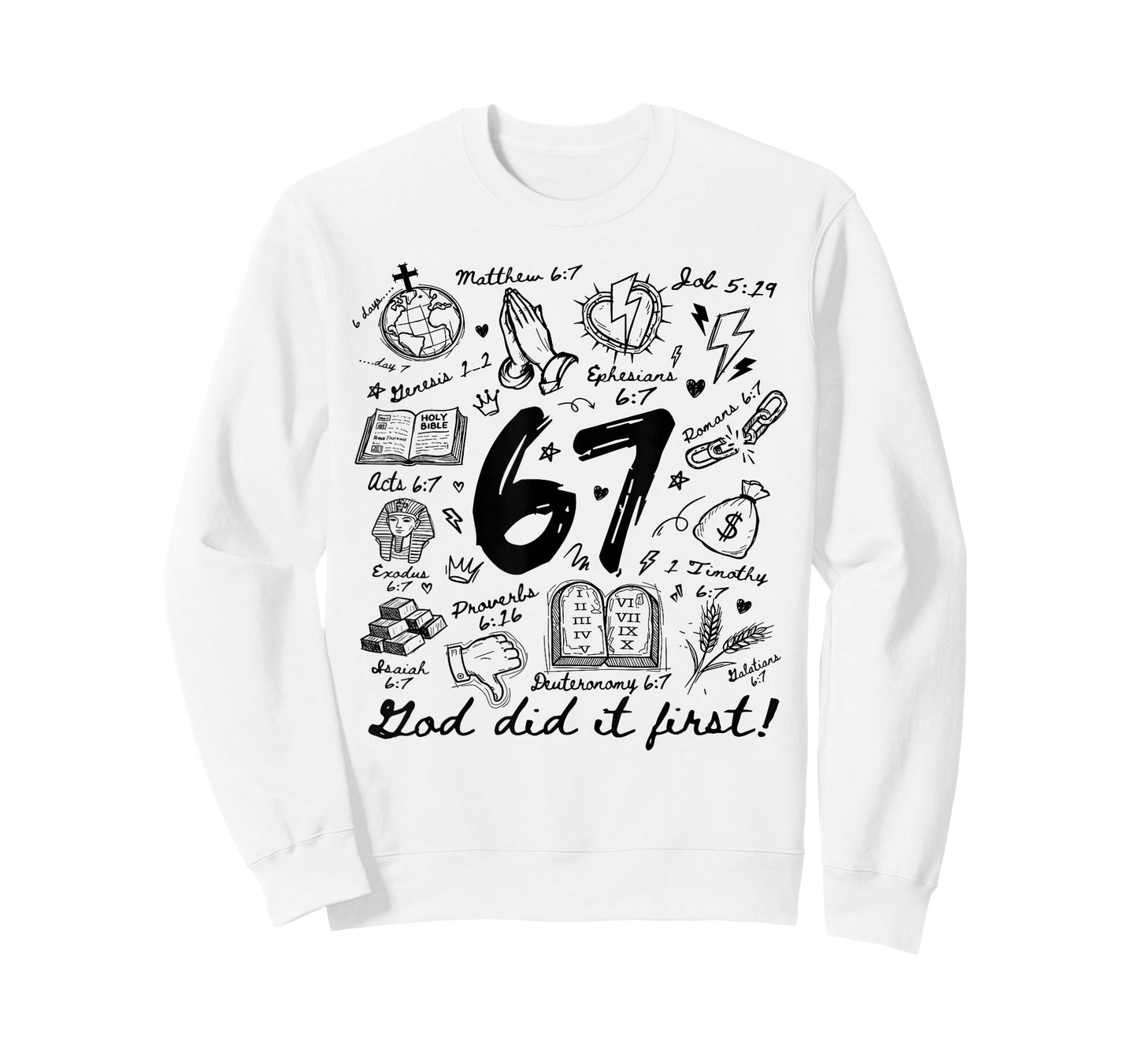 Vintage God Did It First 67 Six Seven Meme Christian Bible T-Shirt