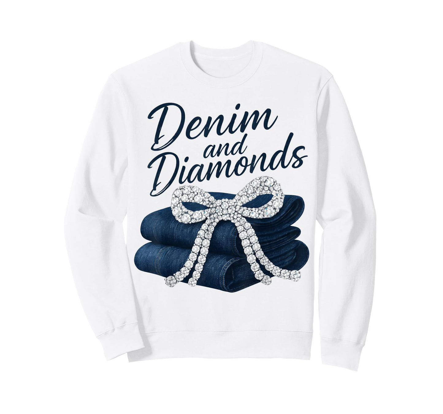 Denim and Diamonds Bow Glam Cowgirl Western for Ladies T-Shirt