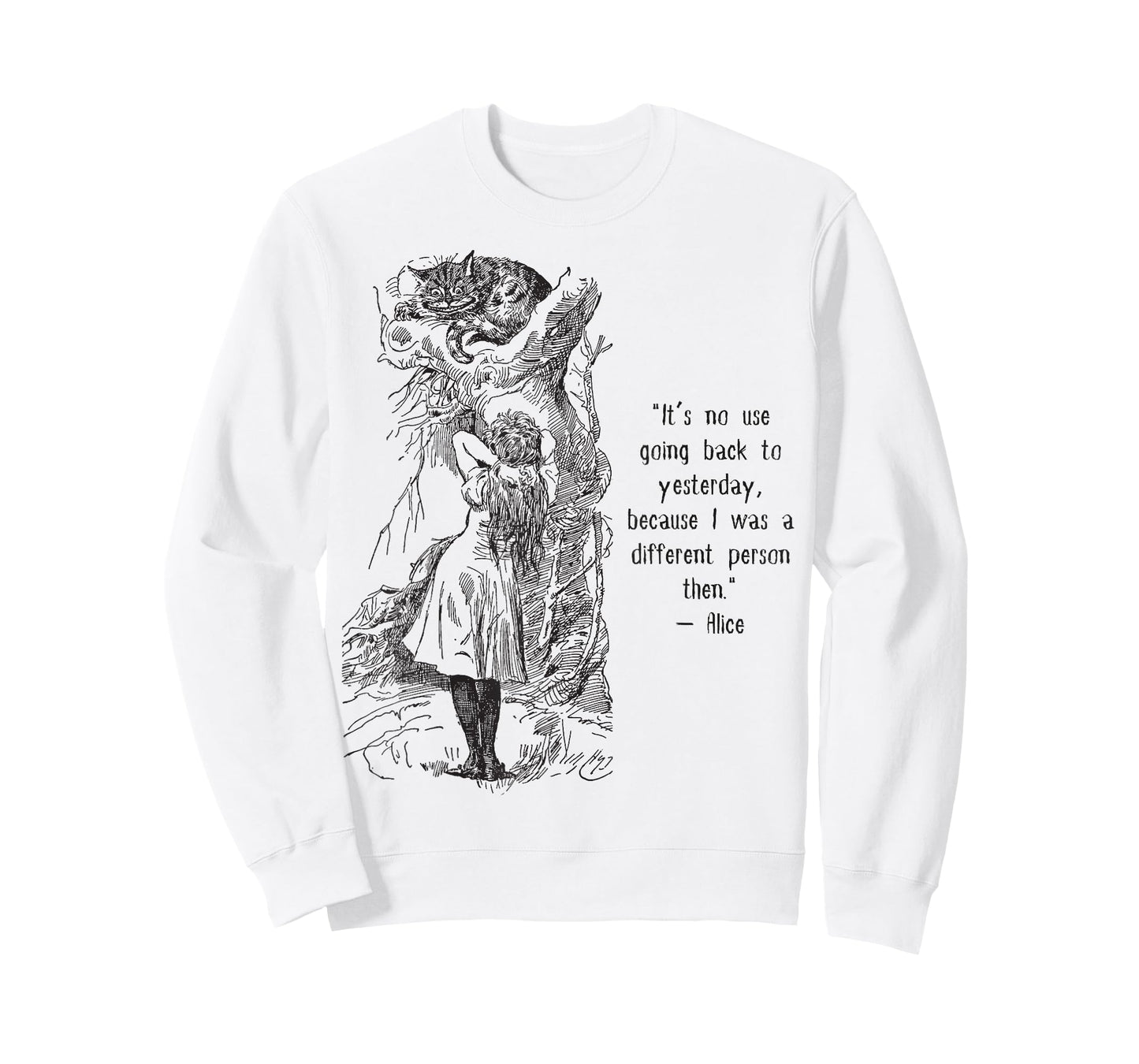 Alice Adventures Wonderland Vintage Book Quote Lewis Carrol T-Shirt