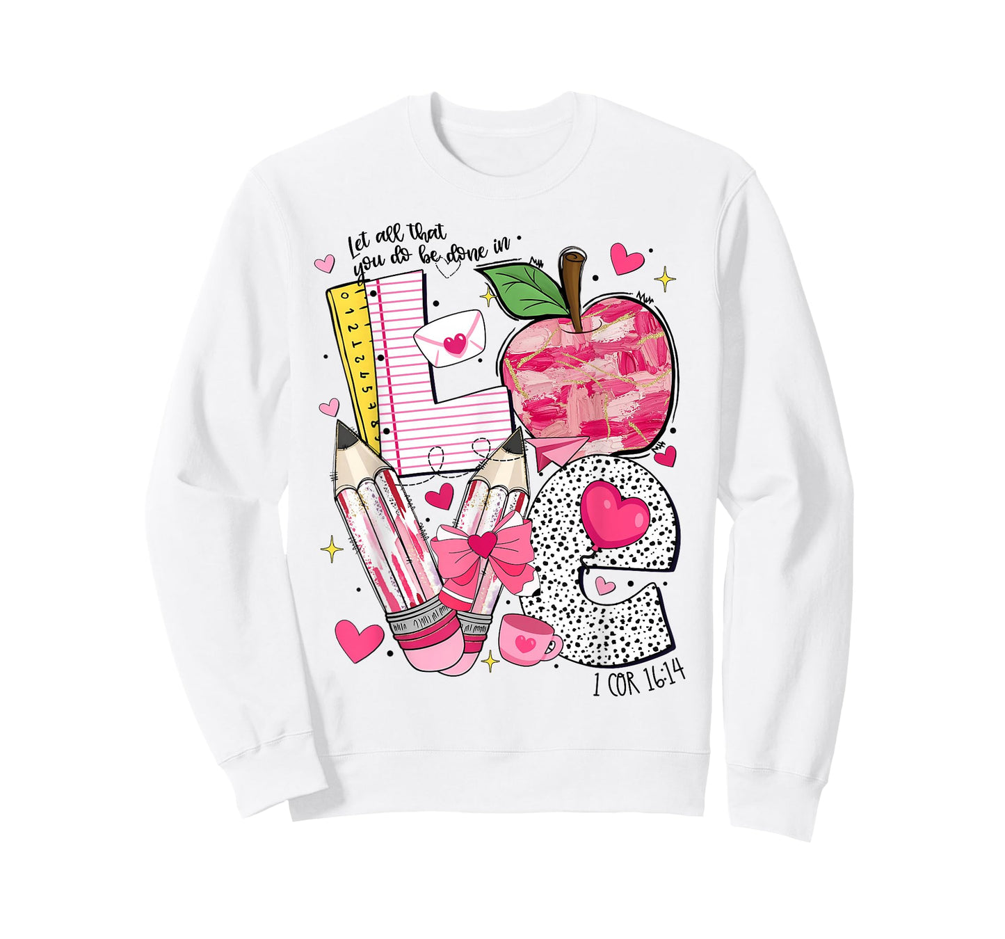 Valentine Let All That You Do Be Done in Love Heart Bow T-Shirt