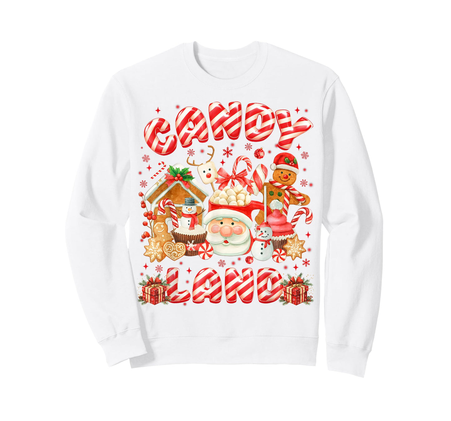 Vintage Candy Cane Land Santa PJs Christmas Xmas Girl Women T-Shirt
