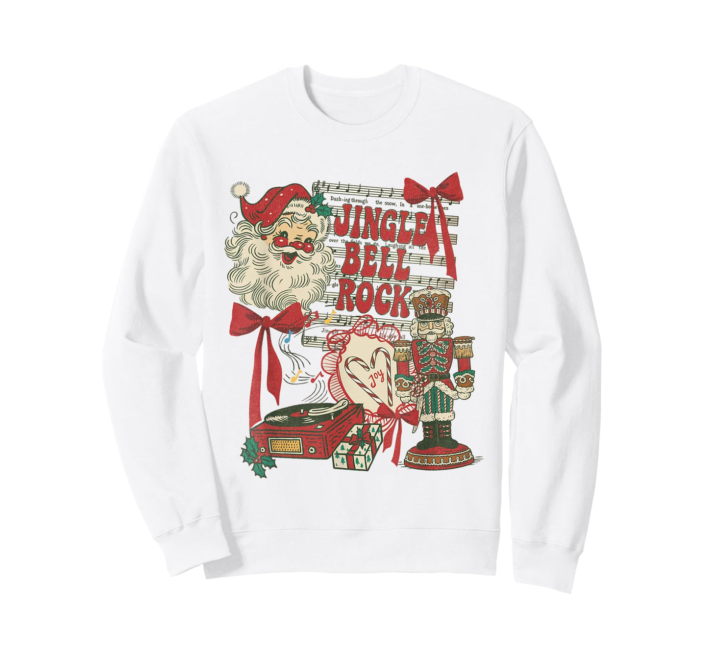 Vintage Funny Retro Christmas Collage Jingle Bell Rock Santa T-Shirt