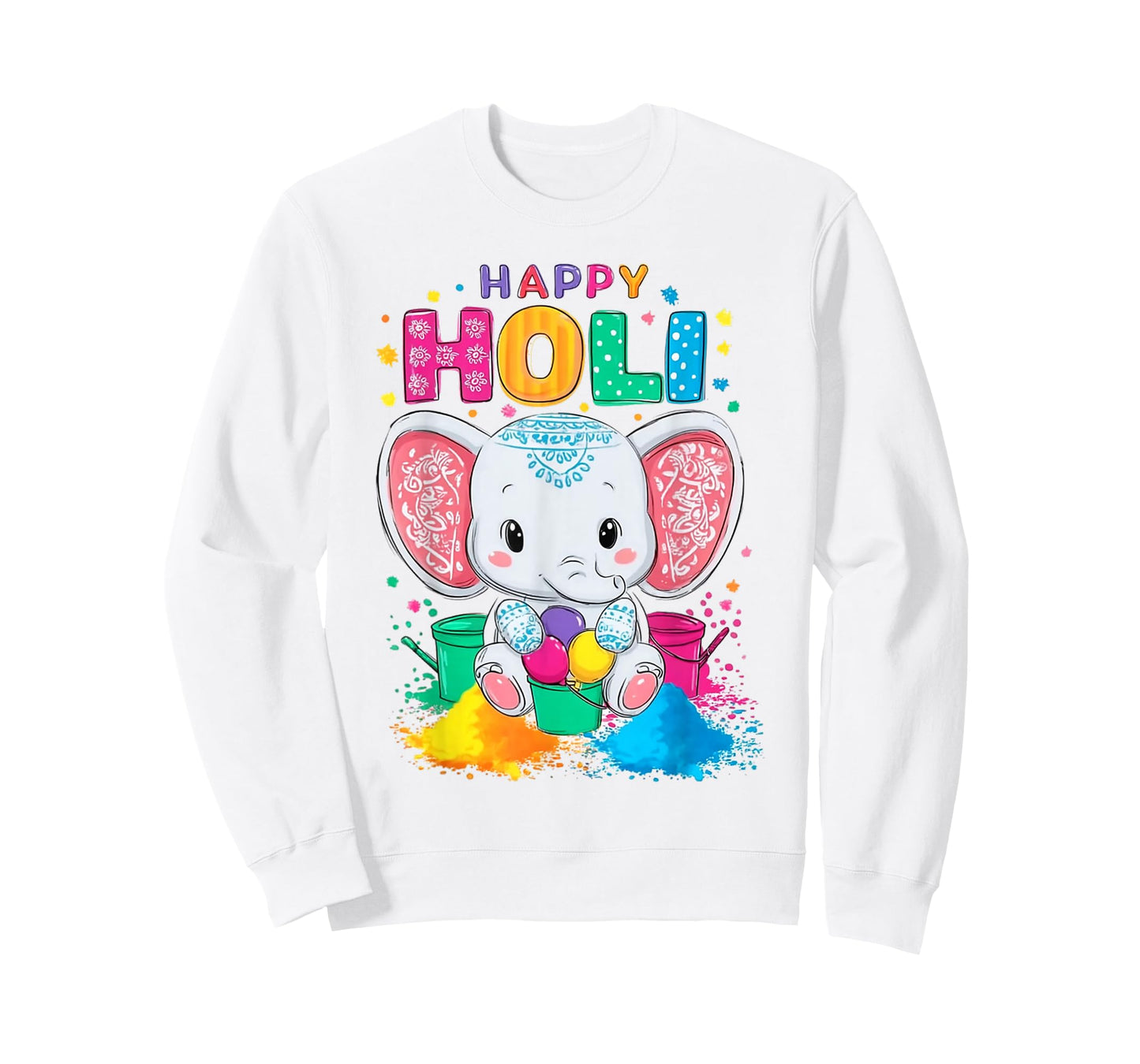Kids Happy Holi Festival India Color Elephant Hindu Gifts T-Shirt