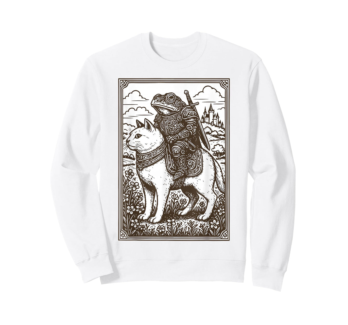 Retro Funny Medieval Frog On Cat Weird Stuff Unhinged Meme T-Shirt