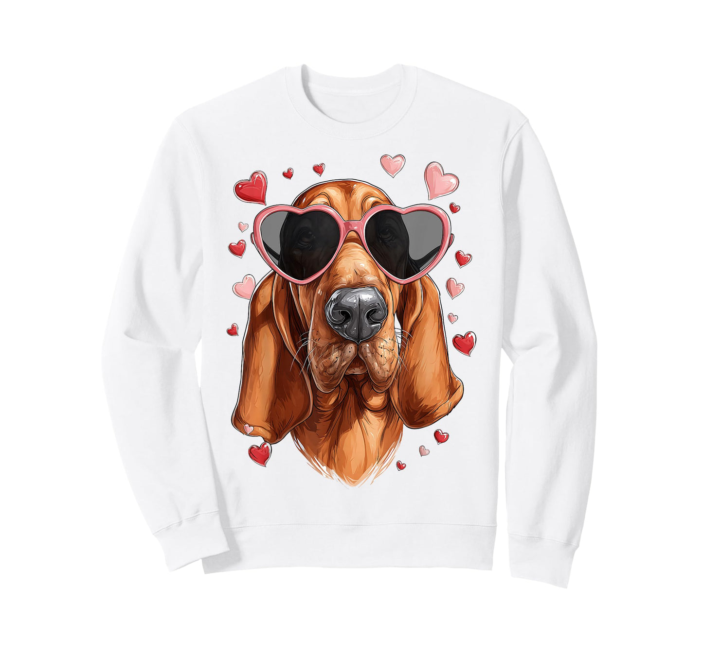 Bloodhound Dog Valentine's Day Heart Sunglasses T-Shirt
