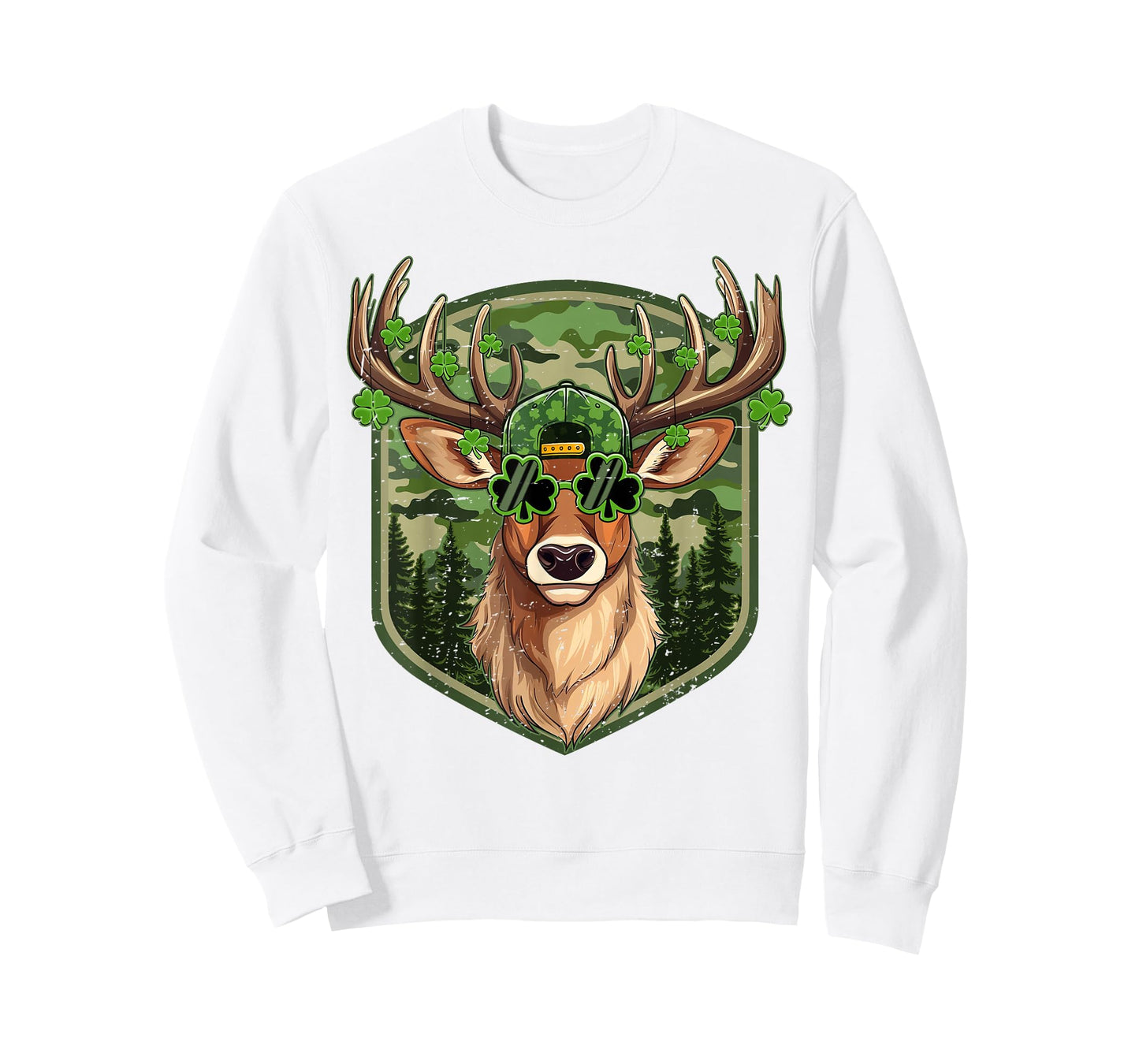 St Patricks Day Buck Camo Deer Retro Hunting Boys Cap Men T-Shirt