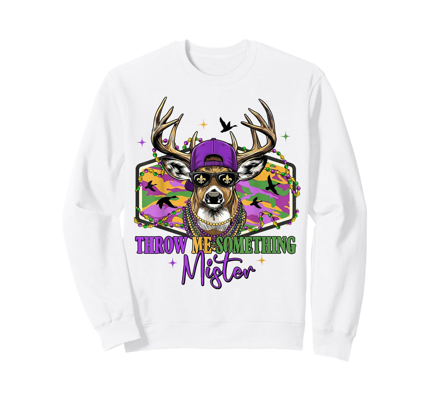 Throw Retro Me Something Mister Camo Deer Hunting Mardi Gras T-Shirt
