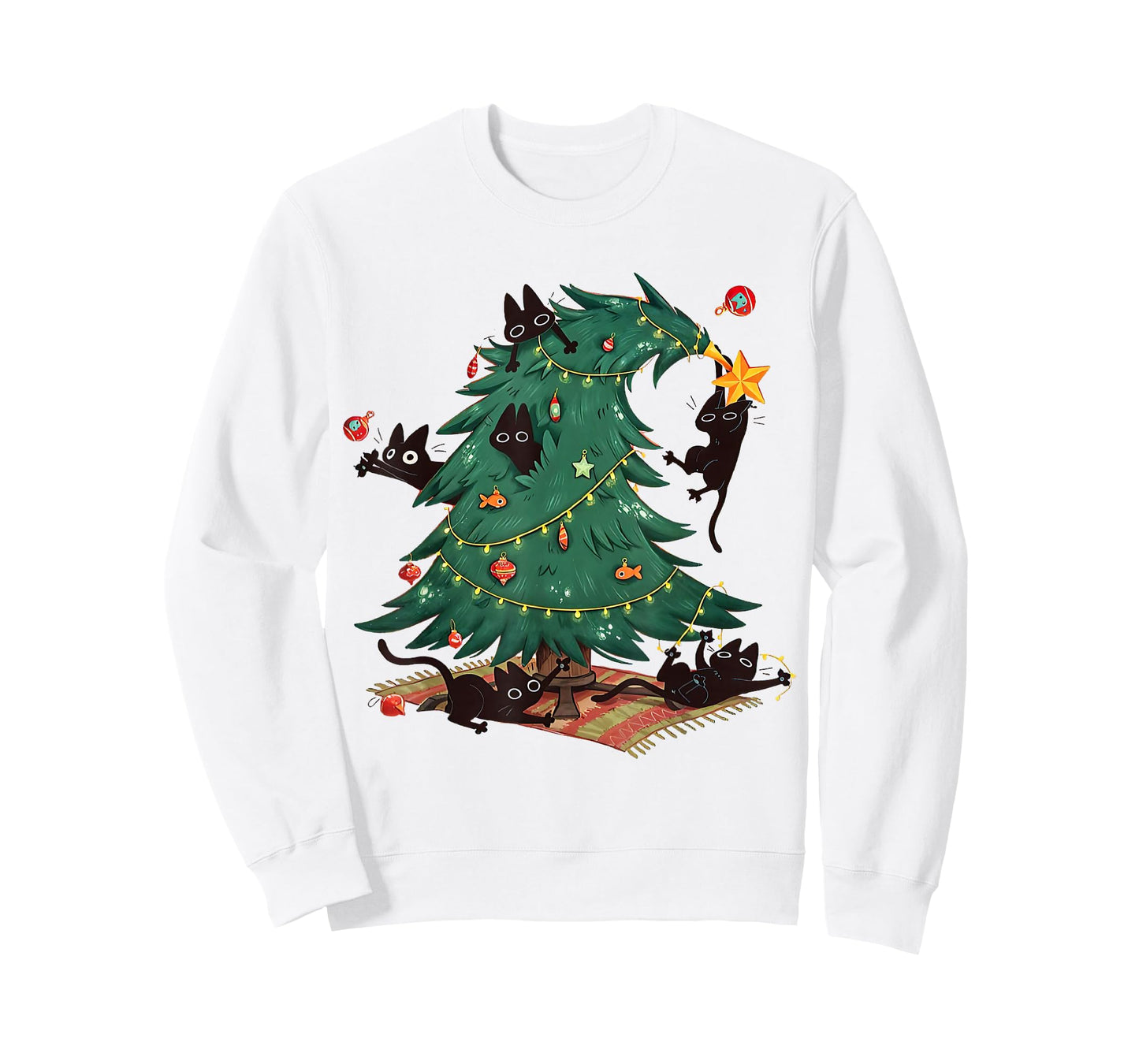 Christmas Tree and Cat Cute Christmas Cat Lover T-Shirt