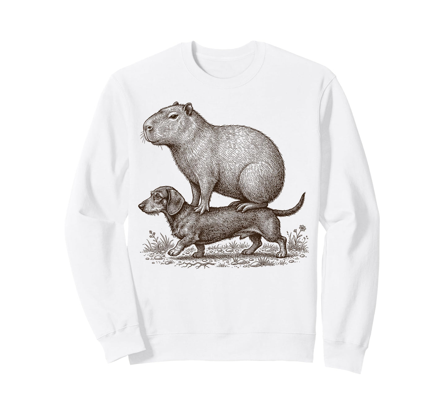 Funny Vintage Capybara Riding Wiener Dachshund Dog Lover T-Shirt