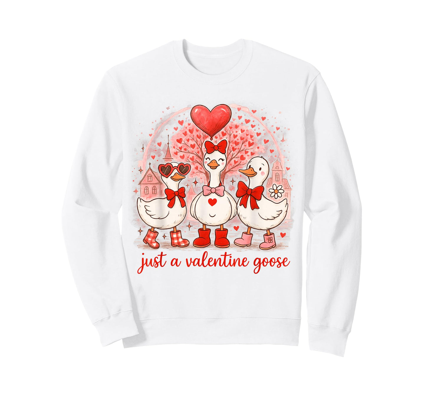 Just A Valentines Goose Romantic Silly Goose Coquette T-Shirt