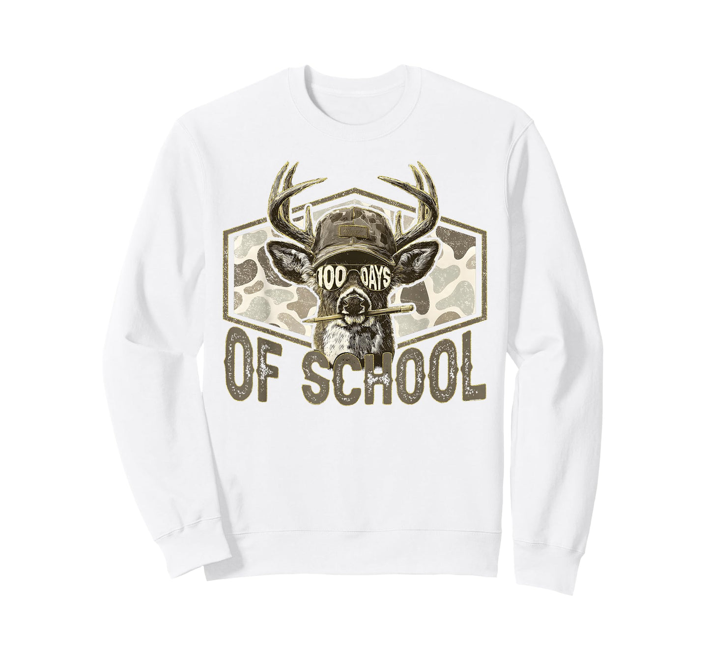 100 Days of School Deer Hunting Camo Hunter Teacher Boy Men T-Shirt