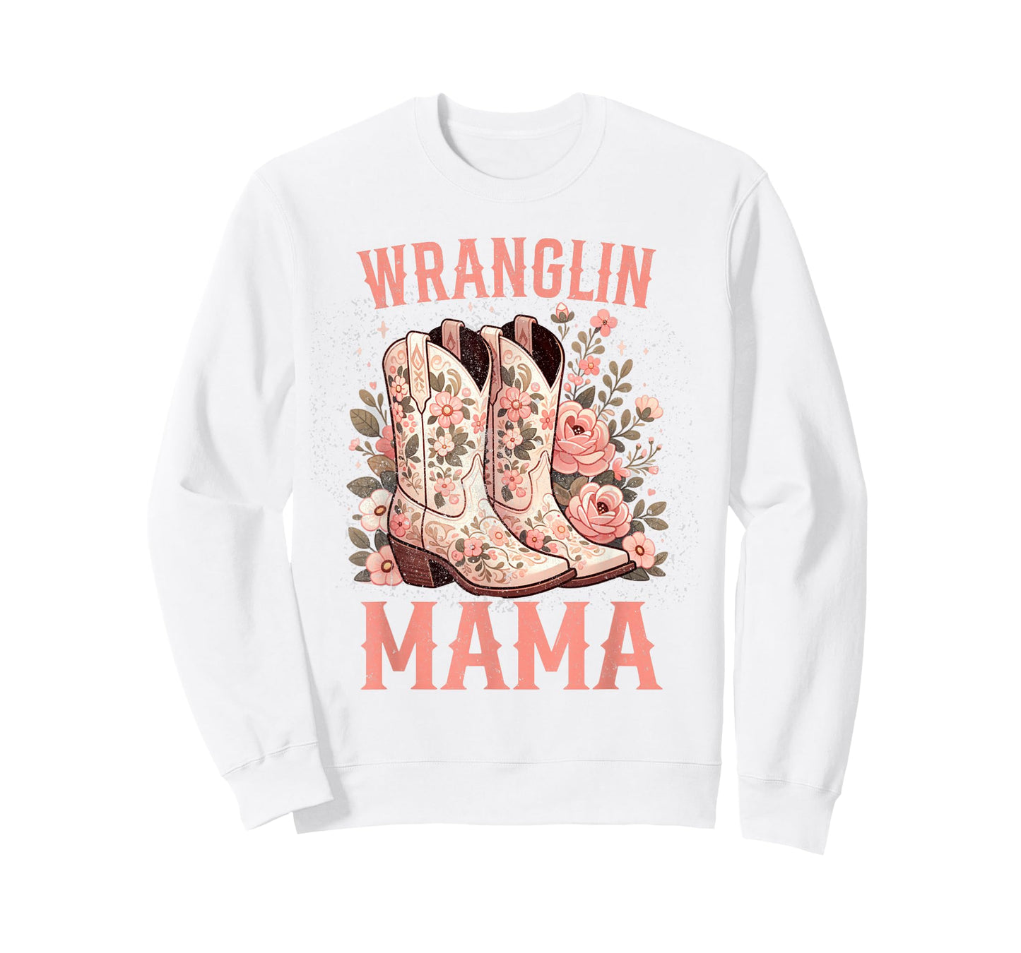 Wranglin Mama Momma Western Cowgirl Boots Flower T-Shirt