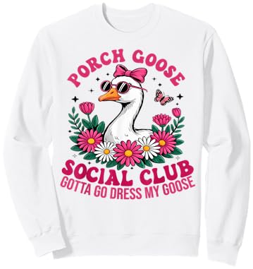 Porch Goose Social Club Gotta Go Dress My Goose Lover Sweatshirt - Sweatshirt | White