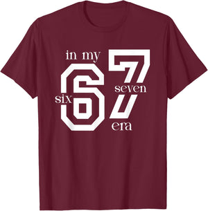 in My 67 Era Vintage Sports Design 67 Six Seven Meme Kids T-Shirt - T-Shirt | Maroon
