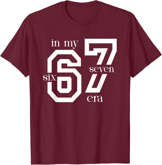 in My 67 Era Vintage Sports Design 67 Six Seven Meme Kids T-Shirt - T-Shirt | Maroon