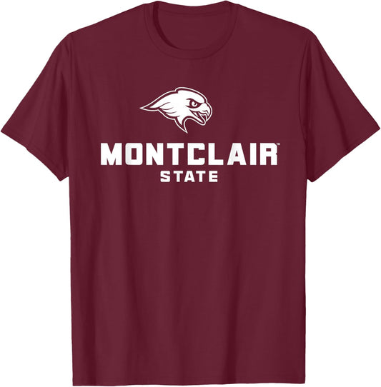 Montclair State University Red Hawks Stacked Logo T-Shirt - T-Shirt | Maroon