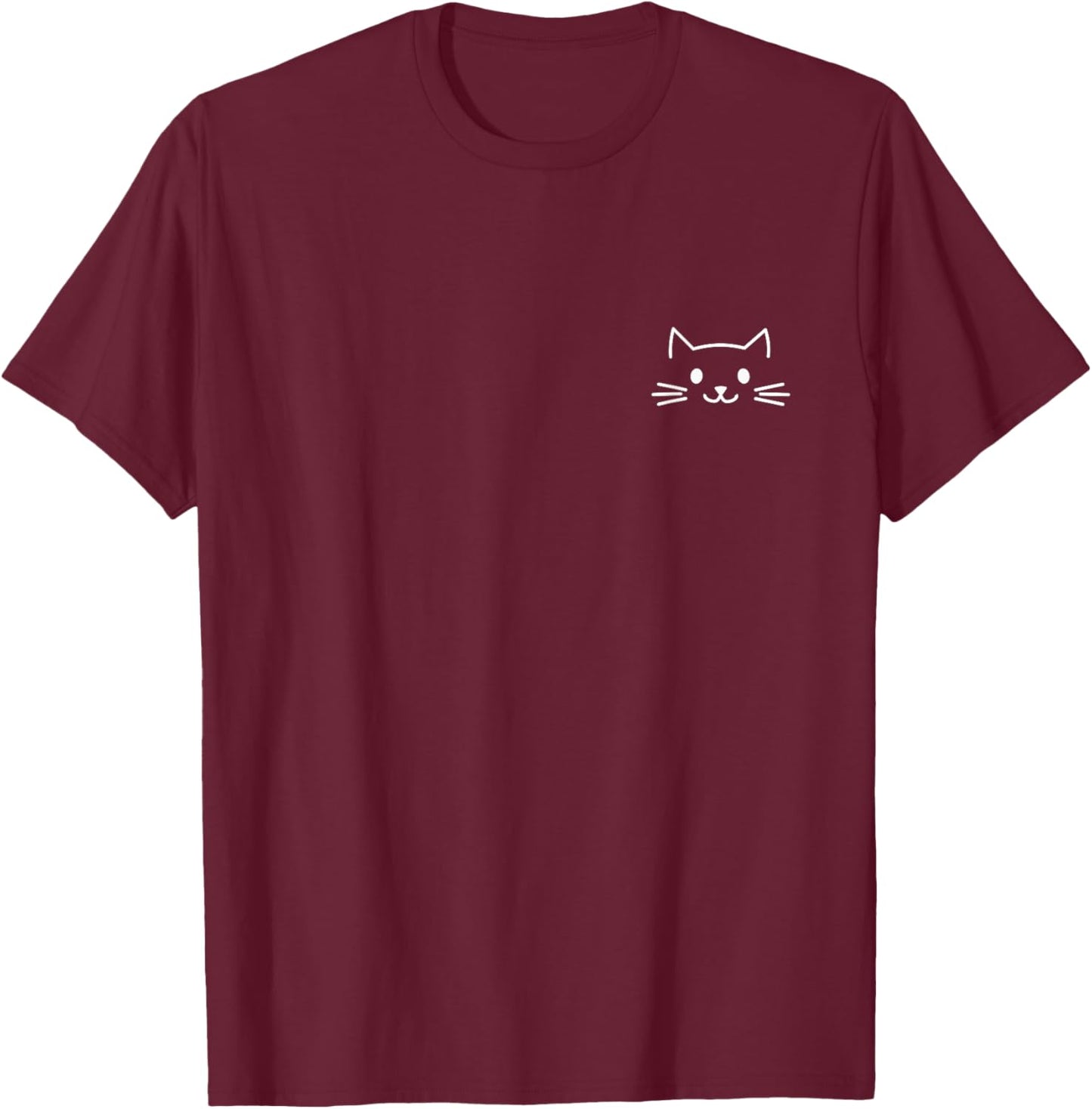 Small Cat Face Cat Lover Funny Cat Minimalist Subtle Cat T-Shirt - T-Shirt | Maroon
