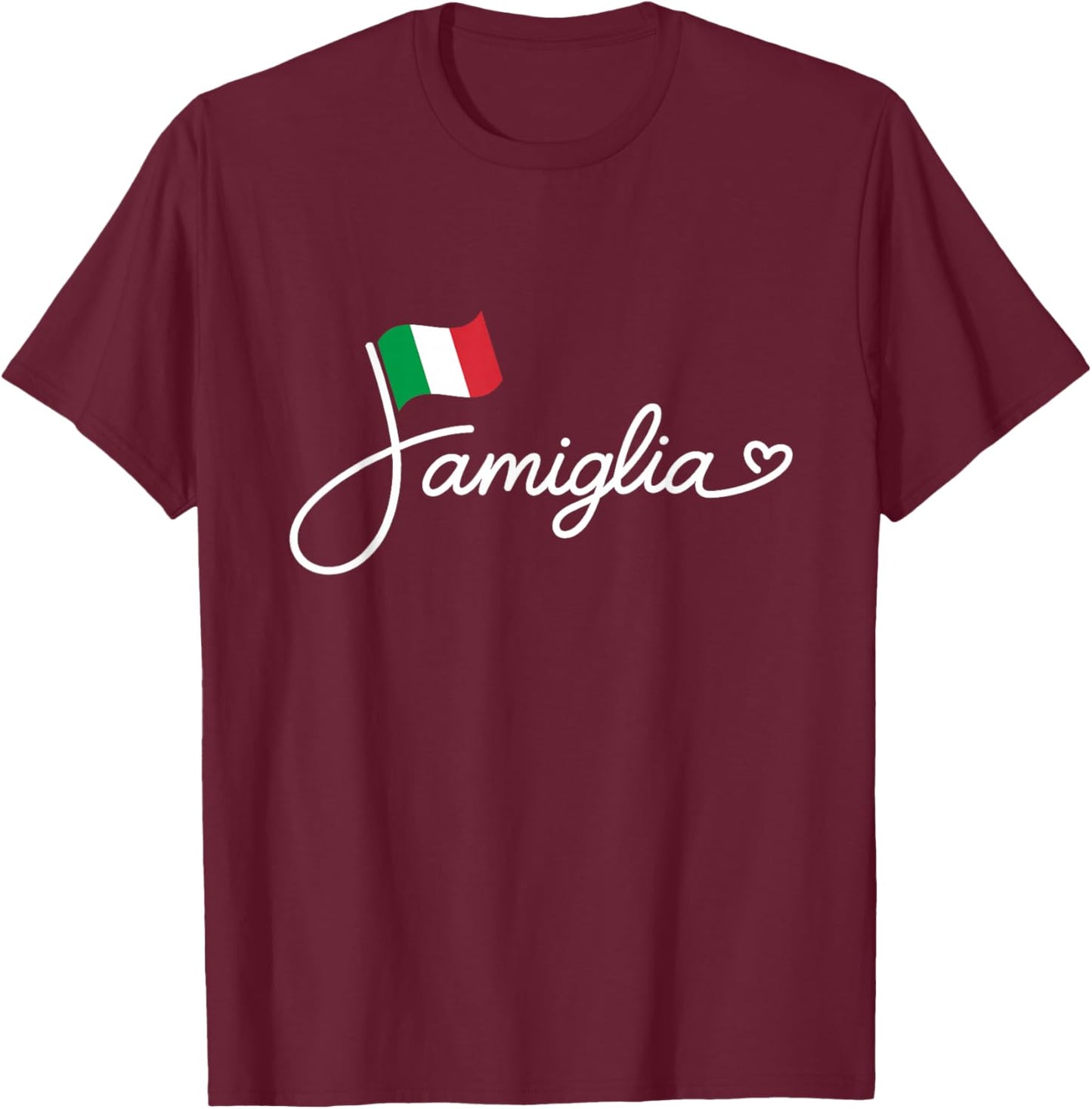 Italy Famiglia - Italian Flag Family Heritage Word Art T-Shirt - T-Shirt | Maroon