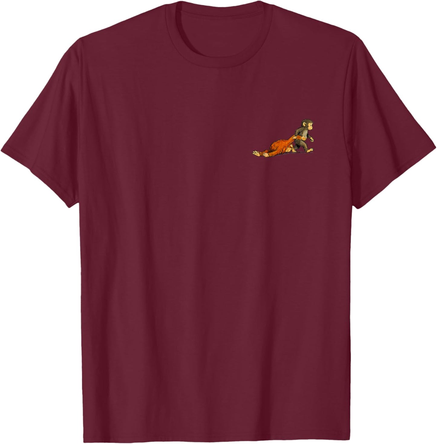 Cute Monkey Punch (2 Side) T-Shirt - T-Shirt | Maroon