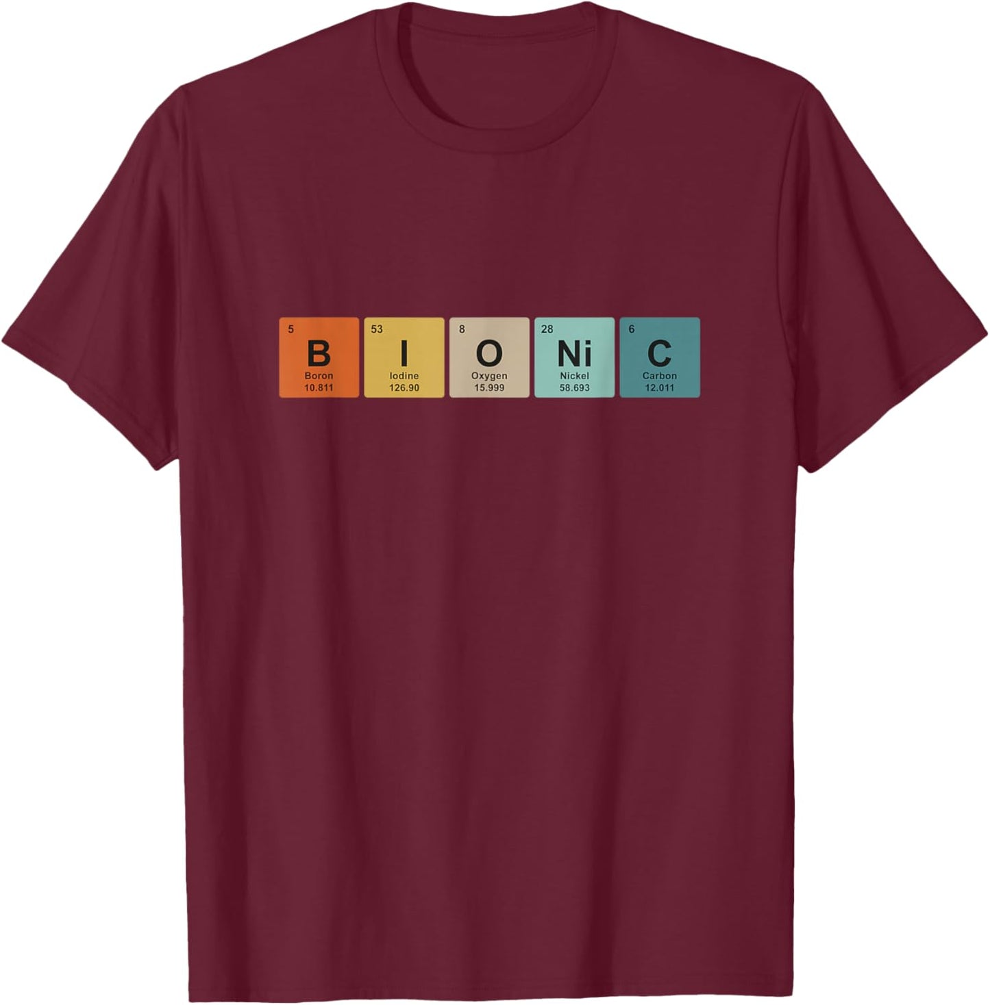Bionic Hip Periodic Table of Elements Recovery Prosthesis T-Shirt - T-Shirt | Maroon