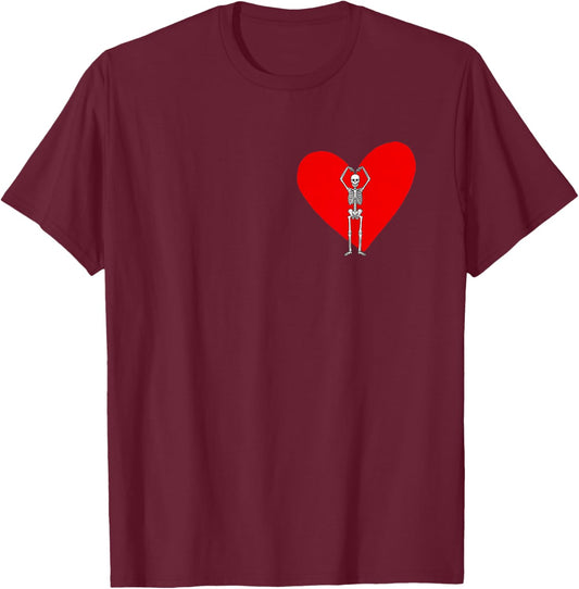 Happy Valentine’s Day Skeleton Vintage for Funny Valentines T-Shirt - T-Shirt | Maroon