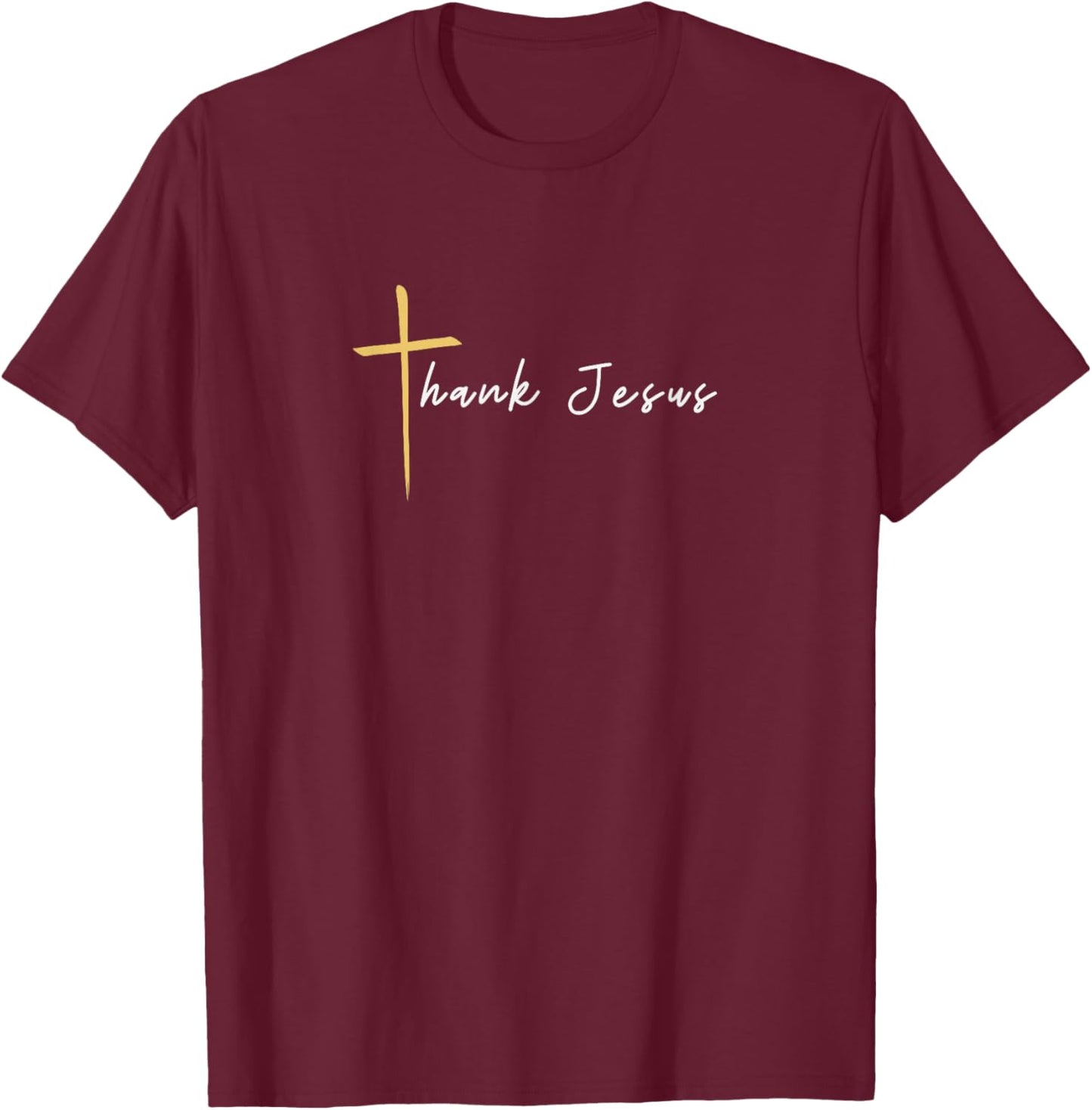 Jesus Thank You Cross Minimal Christian Religion T-Shirt - T-Shirt | Maroon