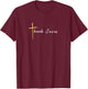 Jesus Thank You Cross Minimal Christian Religion T-Shirt - T-Shirt | Maroon