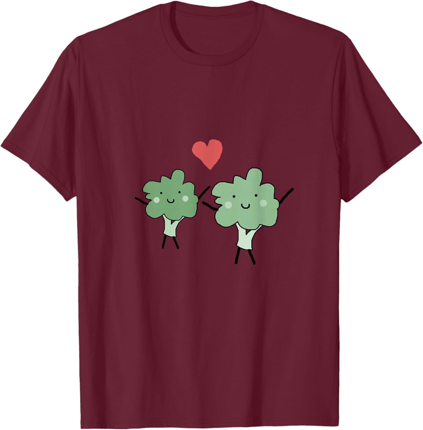 Valentine Broccoli Heart Love Fun T-Shirt - T-Shirt | Maroon