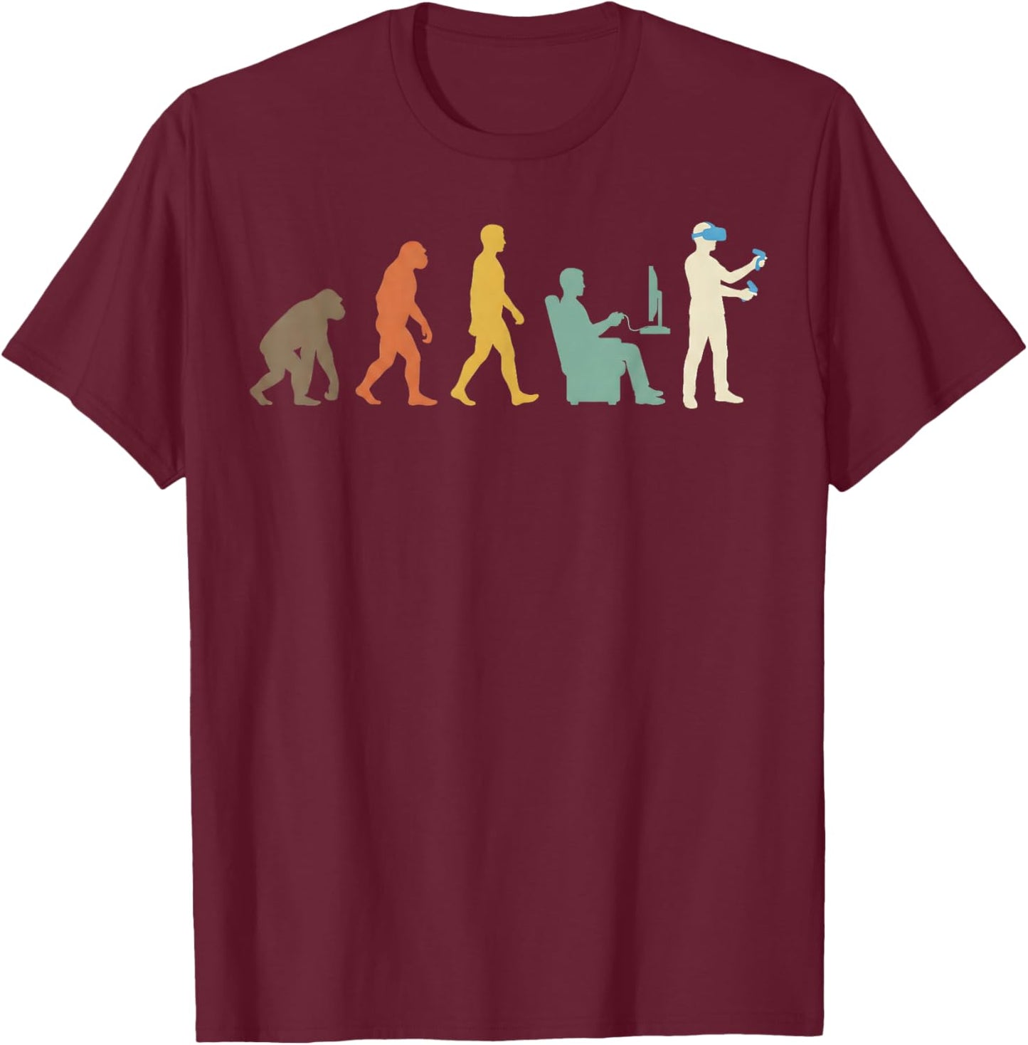 Virtual Reality VR Evolution Boys Men Gaming Gamer Headset T-Shirt - T-Shirt | Maroon