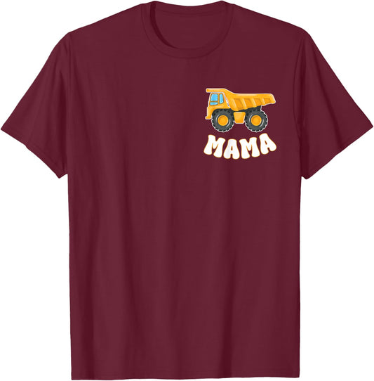 Mom of The Birthday Boy Construction Birthday Party Family T-Shirt - T-Shirt | Maroon