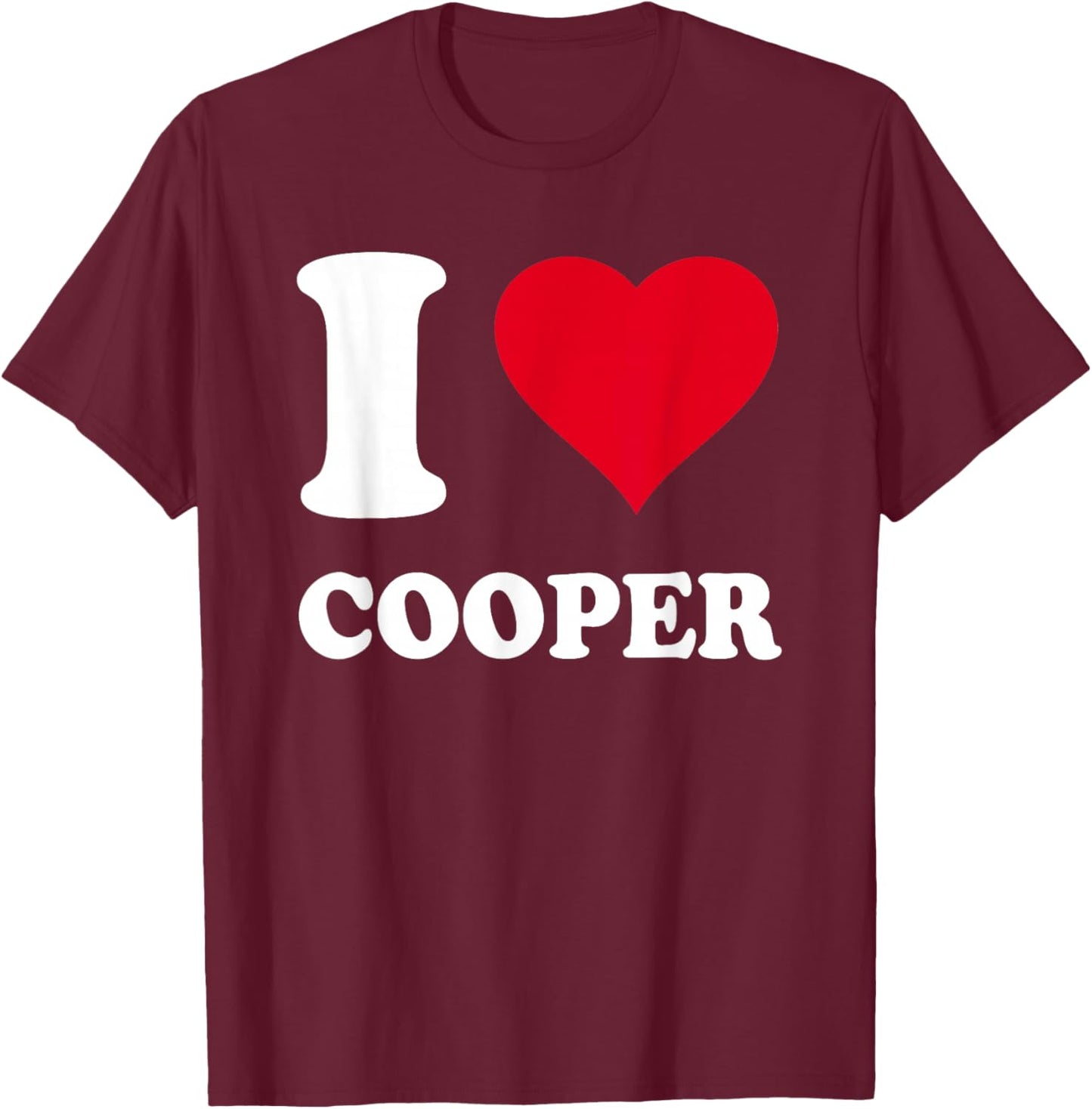 Red Heart I Love Cooper T-Shirt - T-Shirt | Maroon