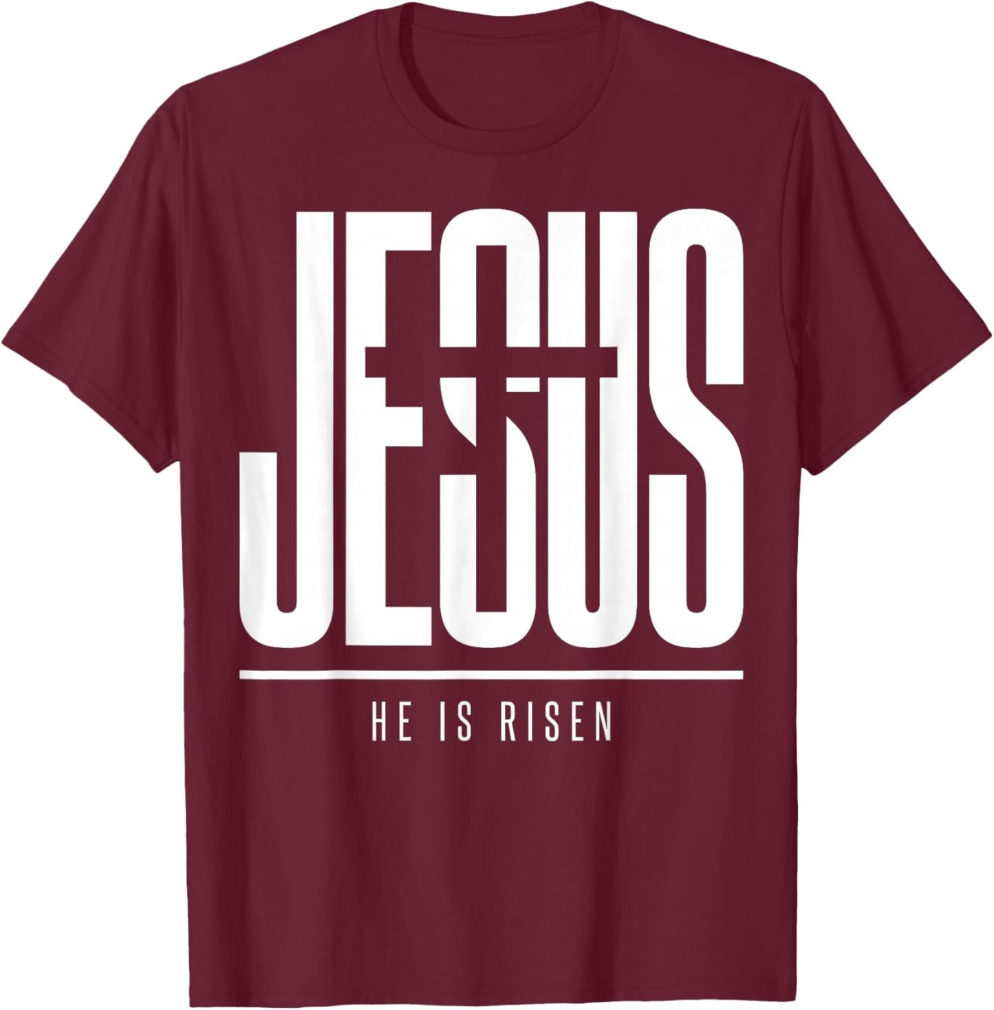 Jesus He is Risen Christian Cross Faith Easter Resurrection T-Shirt - T-Shirt | Maroon