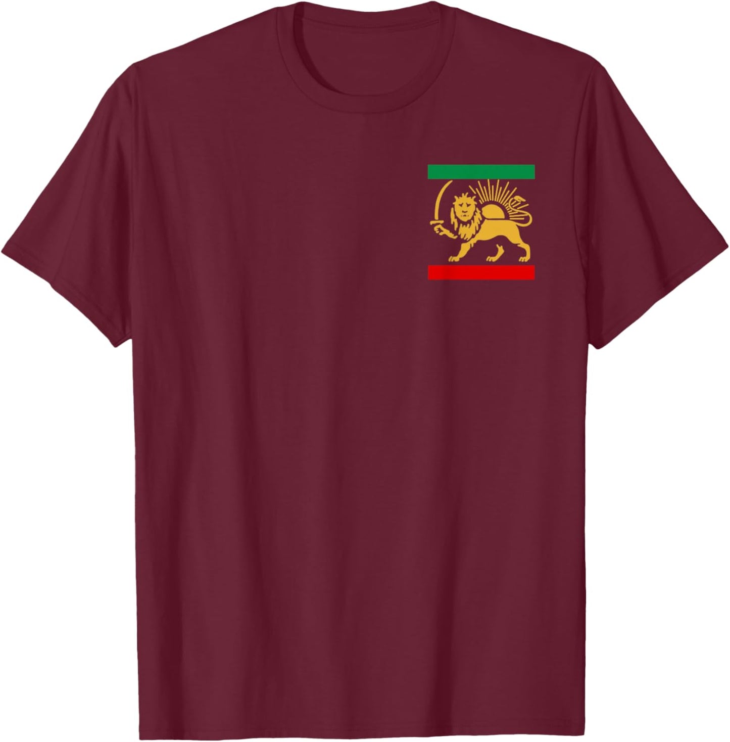 Shir o Khorshid Iran Lion & Sun Emblem Iranian Flag Symbol T-Shirt - T-Shirt | Maroon