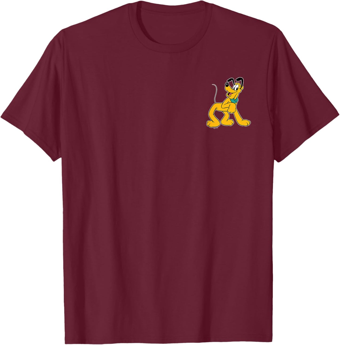 Disney Pluto Retro Pose Pocket Logo T-Shirt - T-Shirt | Maroon