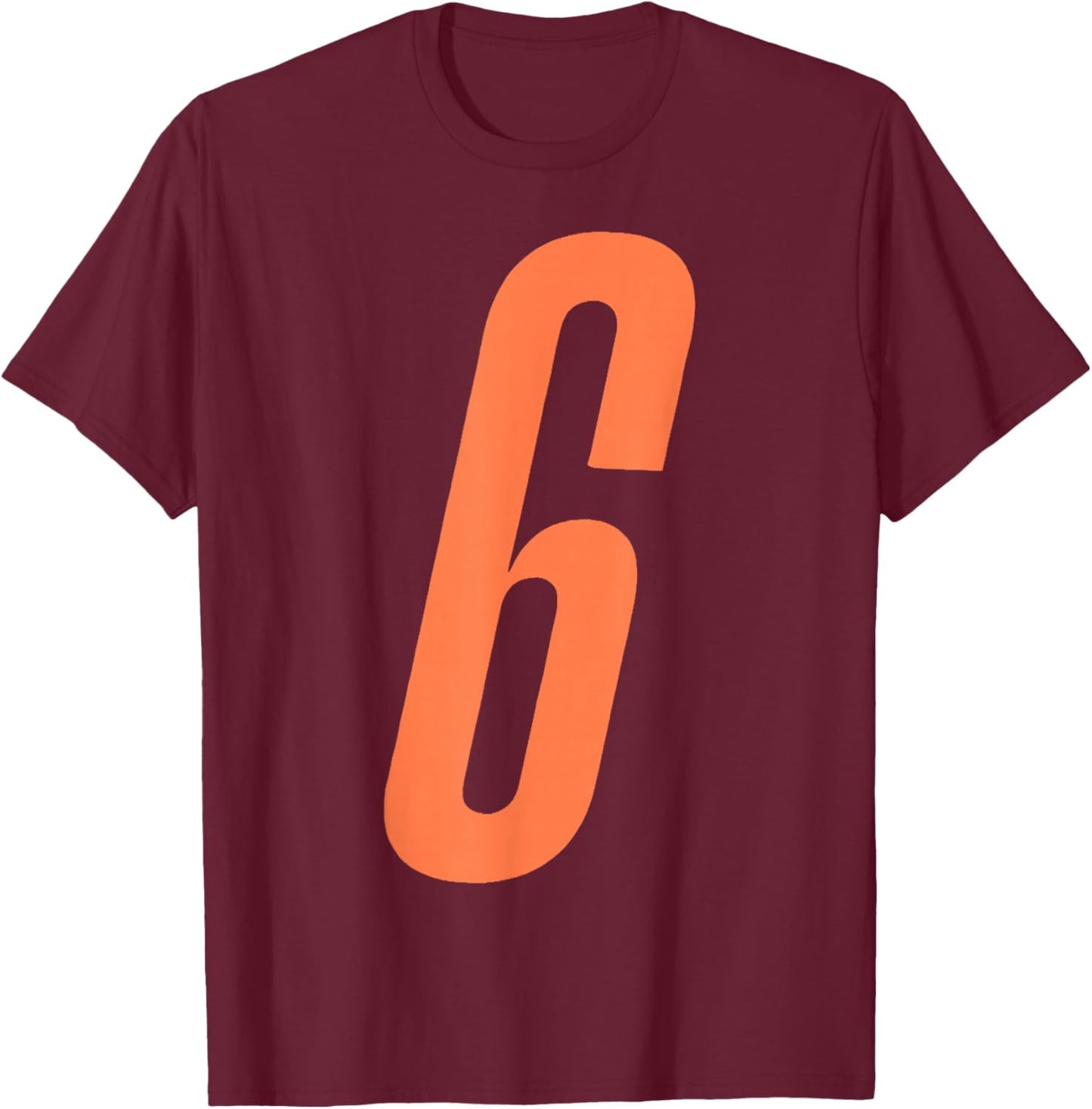 Orange Number 6 7 Funny Meme Halloween Matching Costume T-Shirt - T-Shirt | Maroon