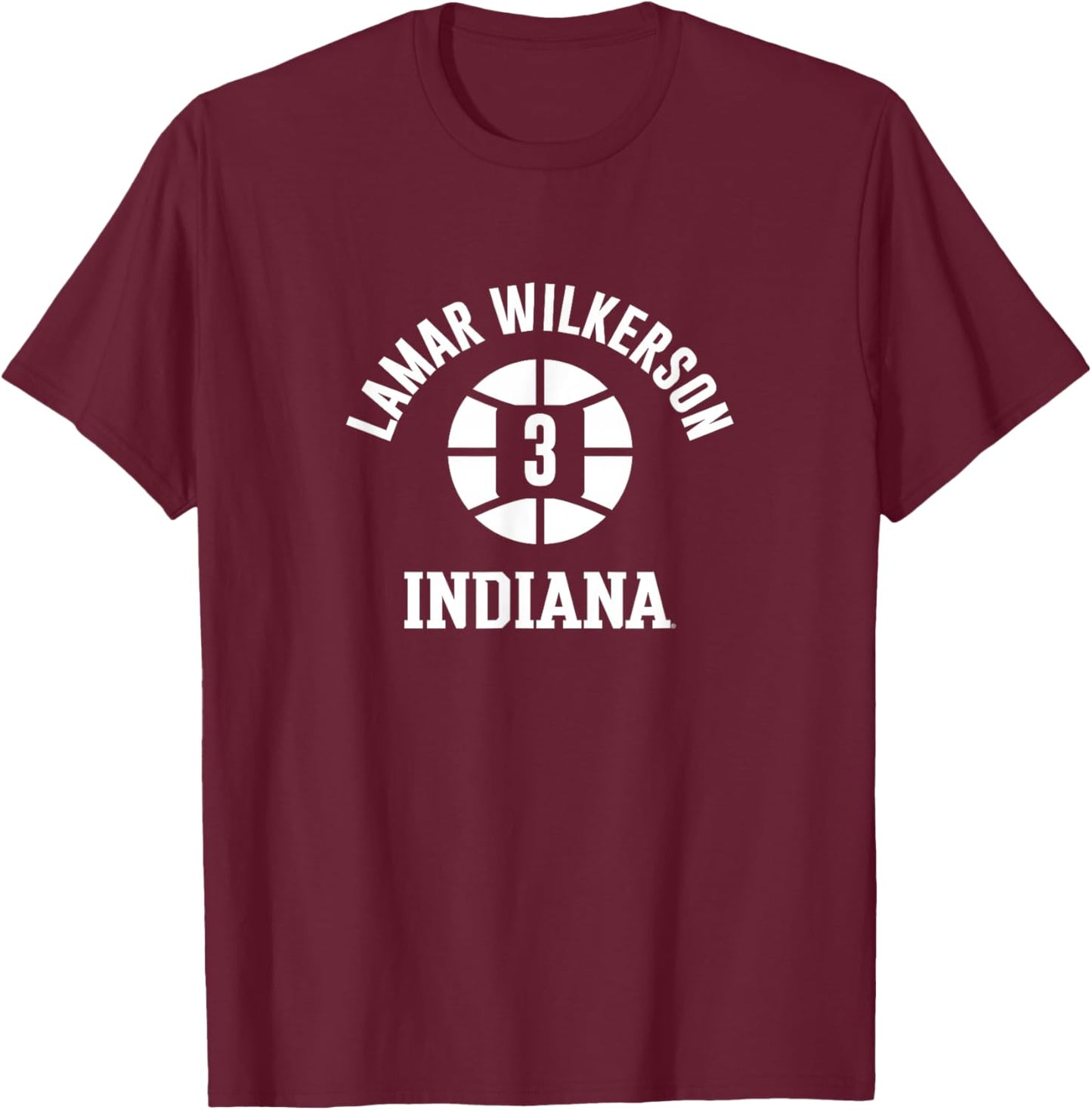 Indiana Basketball: Lamar Wilkerson Name Number Ball T-Shirt - T-Shirt | Maroon