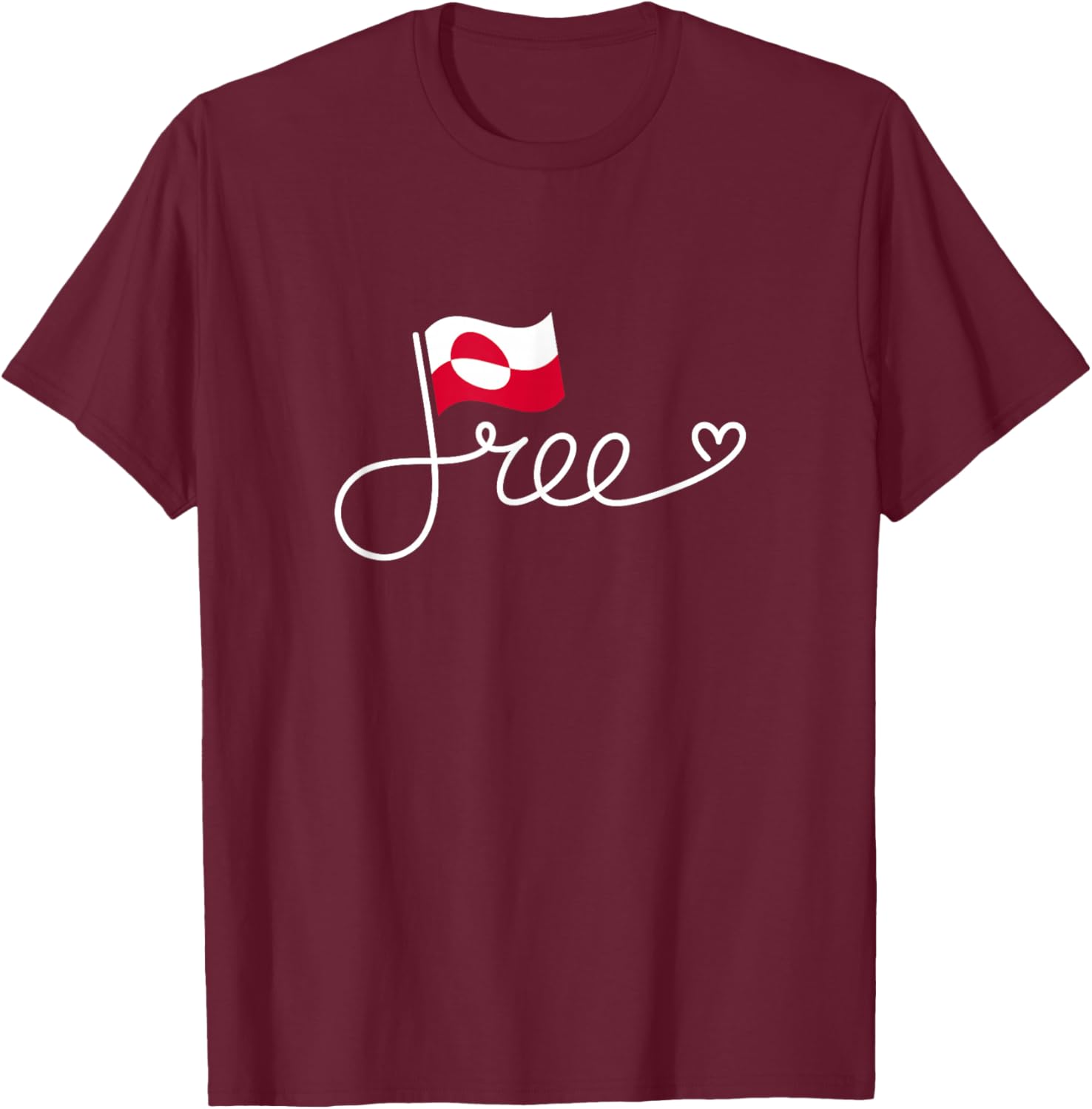 Free Greenland Flag - Greenlander Freedom Word Art T-Shirt - T-Shirt | Maroon