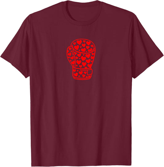 Valentines Day Heart Boxing Gloves Boxer MMA Fighter Couple T-Shirt - T-Shirt | Maroon